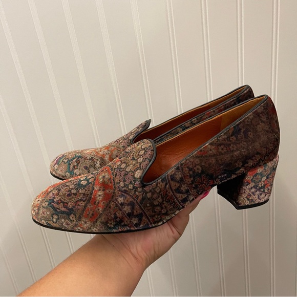 Anthropologie | Penelope Chilvers Ottilie Velvet Heeled Loafers Sz EU 39/ US 8 - Picture 4 of 11